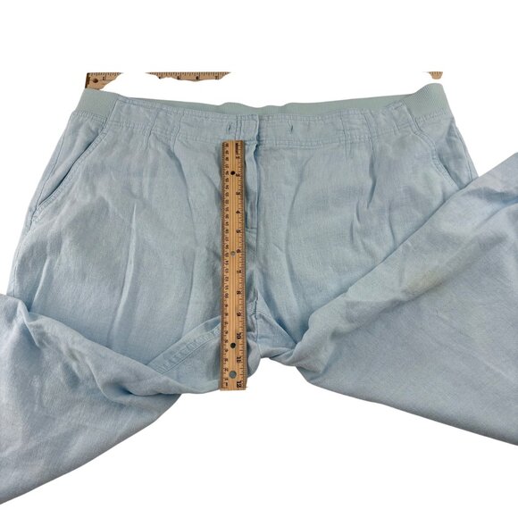 J. Jill Womens Linen Blend Pants Size 16P Light Blue Elastic Waist - Picture 4 of 6